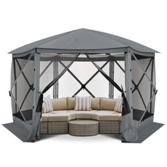 Hoteel 12x12ft Outdoor Pop-up Gazebo Screen Tent Screen House with 6 Sidewalls and Mosquito Netting, Waterproof, UV Resistant,Portable Carry Bag, for Outdoor Camping, Lawn and Backyard