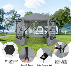 Hoteel 12x12ft Outdoor Pop-up Gazebo Screen Tent Screen House with 6 Sidewalls and Mosquito Netting, Waterproof, UV Resistant,Portable Carry Bag, for Outdoor Camping, Lawn and Backyard