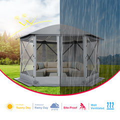 Hoteel 12x12ft Outdoor Pop-up Gazebo Screen Tent Screen House with 6 Sidewalls and Mosquito Netting, Waterproof, UV Resistant,Portable Carry Bag, for Outdoor Camping, Lawn and Backyard