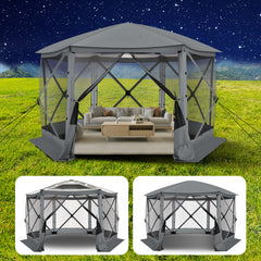 Hoteel 12x12ft Outdoor Pop-up Gazebo Screen Tent Screen House with 6 Sidewalls and Mosquito Netting, Waterproof, UV Resistant,Portable Carry Bag, for Outdoor Camping, Lawn and Backyard