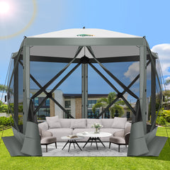 Hoteel 10x10ft Pop-up Gazebo Camping Canopy Tent with 5 Sides Mosquito Netting, Waterproof, UV Resistant, Portable Screen House Room, Outdoor Party Tent with Carry bag, Ground Spike