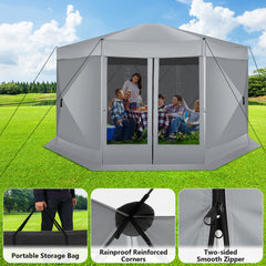 Hoteel 15x15 Camping Gazebo Tent 8 Sided Pop-up Canopy Screen Tent with Netting for Camping, Waterproof, UV Resistant, Ez Set-up Party Tent with Carrying Bag