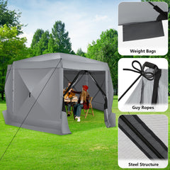 Hoteel 15x15 Camping Gazebo Tent 8 Sided Pop-up Canopy Screen Tent with Netting for Camping, Waterproof, UV Resistant, Ez Set-up Party Tent with Carrying Bag