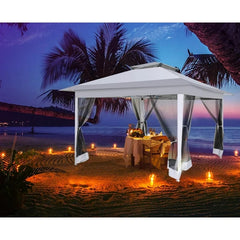 COBIZI Gazebo Canopy Tent, Pop Up Canopy 11x11 Tents for Parties, Outdoor Gazebo with Mosquito Netting and Vented Roof, Screen House for Garden Patio Backyard, Khaki