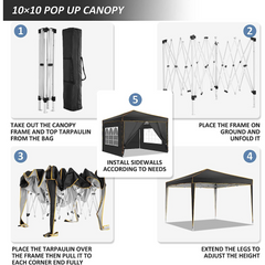 COBIZI Pop Up Canopy Shade Wasserdichtes Zelt 10'x10' mit Seitenwänden
