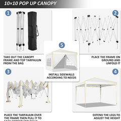 COBIZI Pop Up Canopy Shade Carpa impermeable 10'x10' con ventilación en las paredes laterales