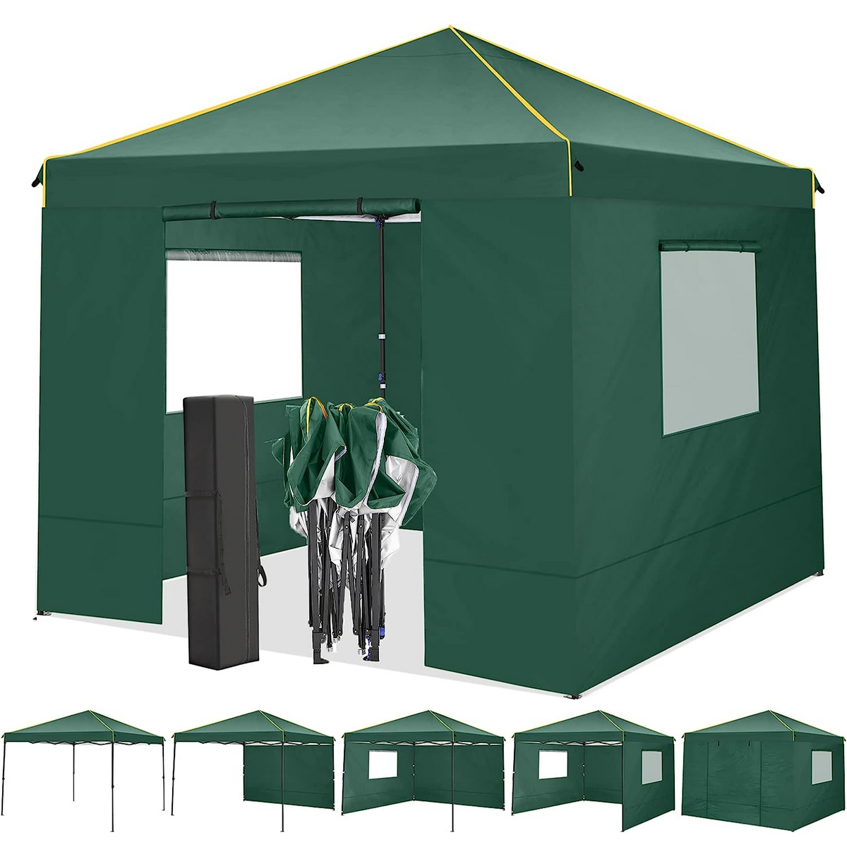 COBIZI Pop Up Canopy Shade Tente étanche 10'x10' avec évent sur les parois latérales