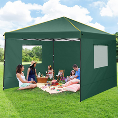COBIZI 10x10 Pop-Up Outdoor Waterproof  Canopy with 4 Removable Sidewall and Mesh Windows