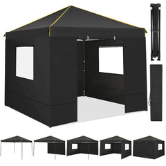 HOTEEL 10x10 Pop Up Canopy Tent with 4 Removable Sidewalls,Waterproof Commercial Instant Gazebo Outdoor Tents for Party/Exhibition/Picnic with Carry Bag