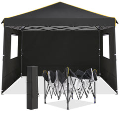 HOTEEL 10x10 Pop Up Canopy Tent with 4 Removable Sidewalls,Waterproof Commercial Instant Gazebo Outdoor Tents for Party/Exhibition/Picnic with Carry Bag