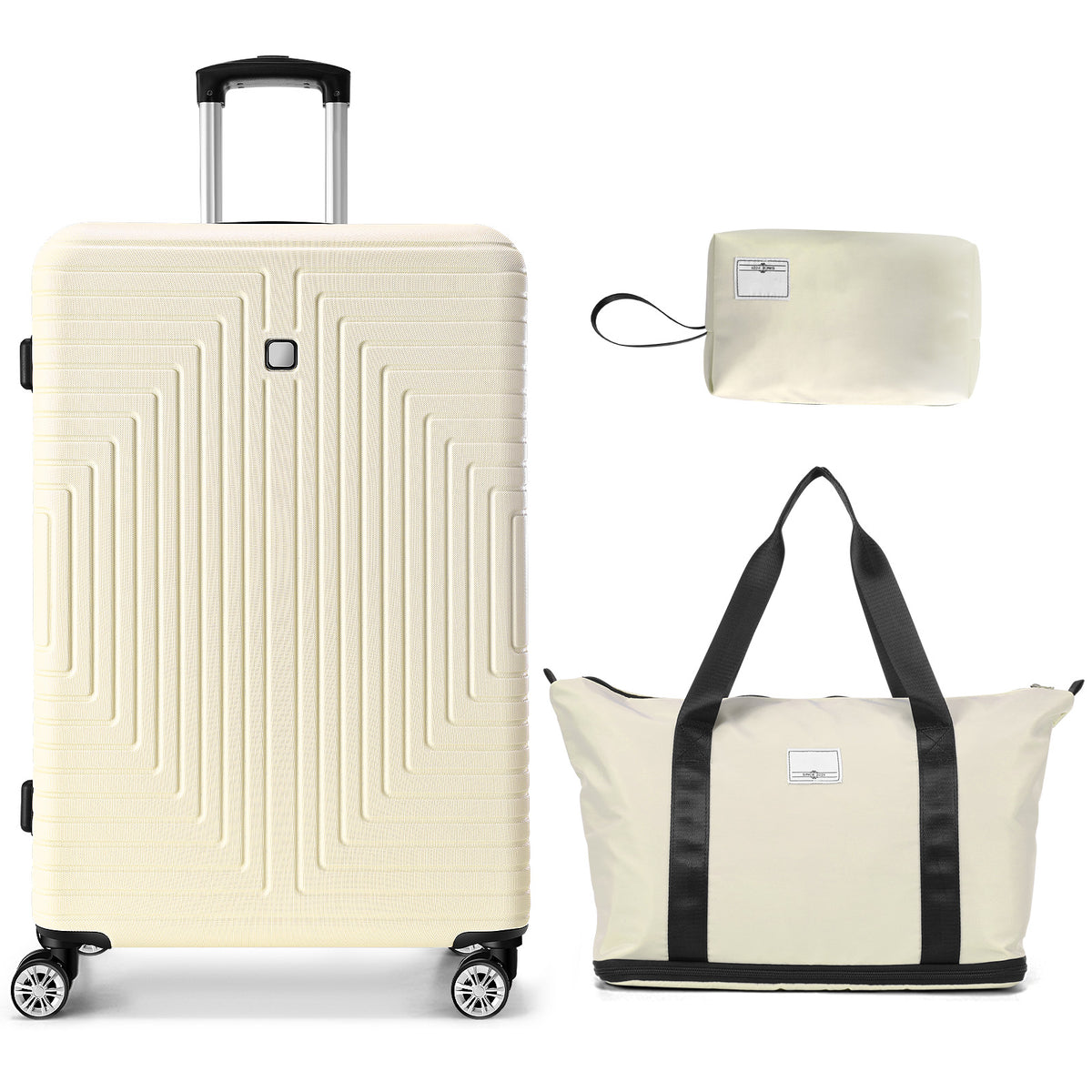 HOTEEL Luggage 3 Piece Set, Suitcase Set with Spinner Wheels & TSA Lock, 20 in Hardside Lightweight Luggage Set with duffel bag & toiletry bag, Black