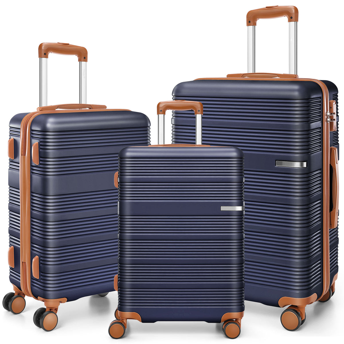 HOTEEL Luggage 3 Piece Set, Suitcase Set with Spinner Wheels & TSA Lock Hardside Lightweight Luggage Set 20in+24in+28in, Black