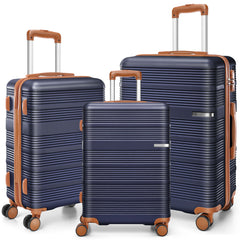 HOTEEL Luggage 3 Piece Set, Suitcase Set with Spinner Wheels & TSA Lock Hardside Lightweight Luggage Set 20in+24in+28in, Black