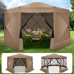 Hoteel 15x15 Camping Gazebo Tent 8 Sided Pop-up Canopy Screen Tent with Netting for Camping, Waterproof, UV Resistant, Ez Set-up Party Tent with Carrying Bag