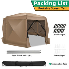 Hoteel 15x15 Camping Gazebo Tent 8 Sided Pop-up Canopy Screen Tent with Netting for Camping, Waterproof, UV Resistant, Ez Set-up Party Tent with Carrying Bag