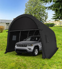 Hoteel Heavy Duty Carport Outdoor Metal Car Tent with Metal Frame and Round Roof, Anti-Snow Portable Garage Storage Shelter for Automobiles,Trucks and Boats,Gary