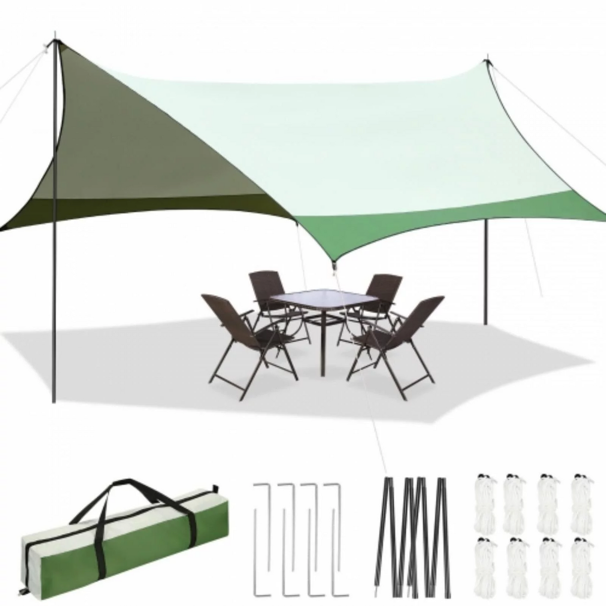 COBIZI 12x14FT Camping Tarp Waterproof Hammock Rain Fly UV UPF50+ Tent Tarp for Under Tent,Outdoor,Traveling, Hilking and Backpacking Trips, Blue & White