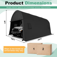 Hoteel Heavy Duty Carport Outdoor Metal Car Tent with Metal Frame and Round Roof, Anti-Snow Portable Garage Storage Shelter for Automobiles,Trucks and Boats,Gary