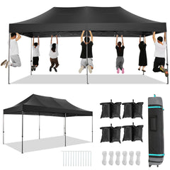 HOTEEL 10' x 20' Canopy Tent EZ Pop Up Party Tent Portable Instant Commercial Heavy Duty Outdoor Market Shelter Gazebo with Roller Bag