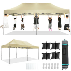 HOTEEL 10' x 20' Canopy Tent EZ Pop Up Party Tent Portable Instant Commercial Heavy Duty Outdoor Market Shelter Gazebo with Roller Bag