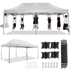 HOTEEL 10' x 20' Canopy Tent EZ Pop Up Party Tent Portable Instant Commercial Heavy Duty Outdoor Market Shelter Gazebo with Roller Bag