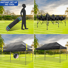 HOTEEL 10' x 20' Canopy Tent EZ Pop Up Party Tent Portable Instant Commercial Heavy Duty Outdoor Market Shelter Gazebo with Roller Bag