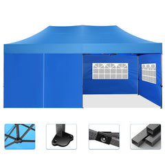COBIZI 10x20 Pop up Canopy with 6 sidewalls Commercial Heavy Duty Canopy UPF 50+ All Weather Waterproof Outdoor Wedding Party Tents Gazebo with Roller Bag, Black