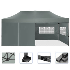COBIZI 10x20 Pop up Canopy with 6 sidewalls Commercial Heavy Duty Canopy UPF 50+ All Weather Waterproof Outdoor Wedding Party Tents Gazebo with Roller Bag, Black