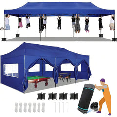 COBIZI 10'x30' Pop Up Canopy with 8 Sidewall, Heavy Duty Canopy UPF 50+ All Season Wind Waterproof Commercial Outdoor Wedding Party Tents