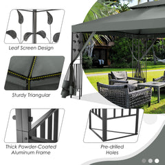 HOTEEL 10'x10' Outdoor Gazebo with Mosquito Nettings, Patio Gazebos Shelter Canopy with Mesh Privacy Curtains, Shade Tent for Party, Backyard, Deck, Patio Lawn & Garden, Gray