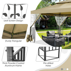HOTEEL 10'x10' Outdoor Gazebo with Mosquito Nettings, Patio Gazebos Shelter Canopy with Mesh Privacy Curtains, Shade Tent for Party, Backyard, Deck, Patio Lawn & Garden, Gray