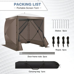 Hoteel 6 x 6 ft Pop-Up Portable Outdoor Camping Gazebo, Screen Room with Mosquito Nettings, Waterproof, UV, with Ground Stakes & Carry Bag