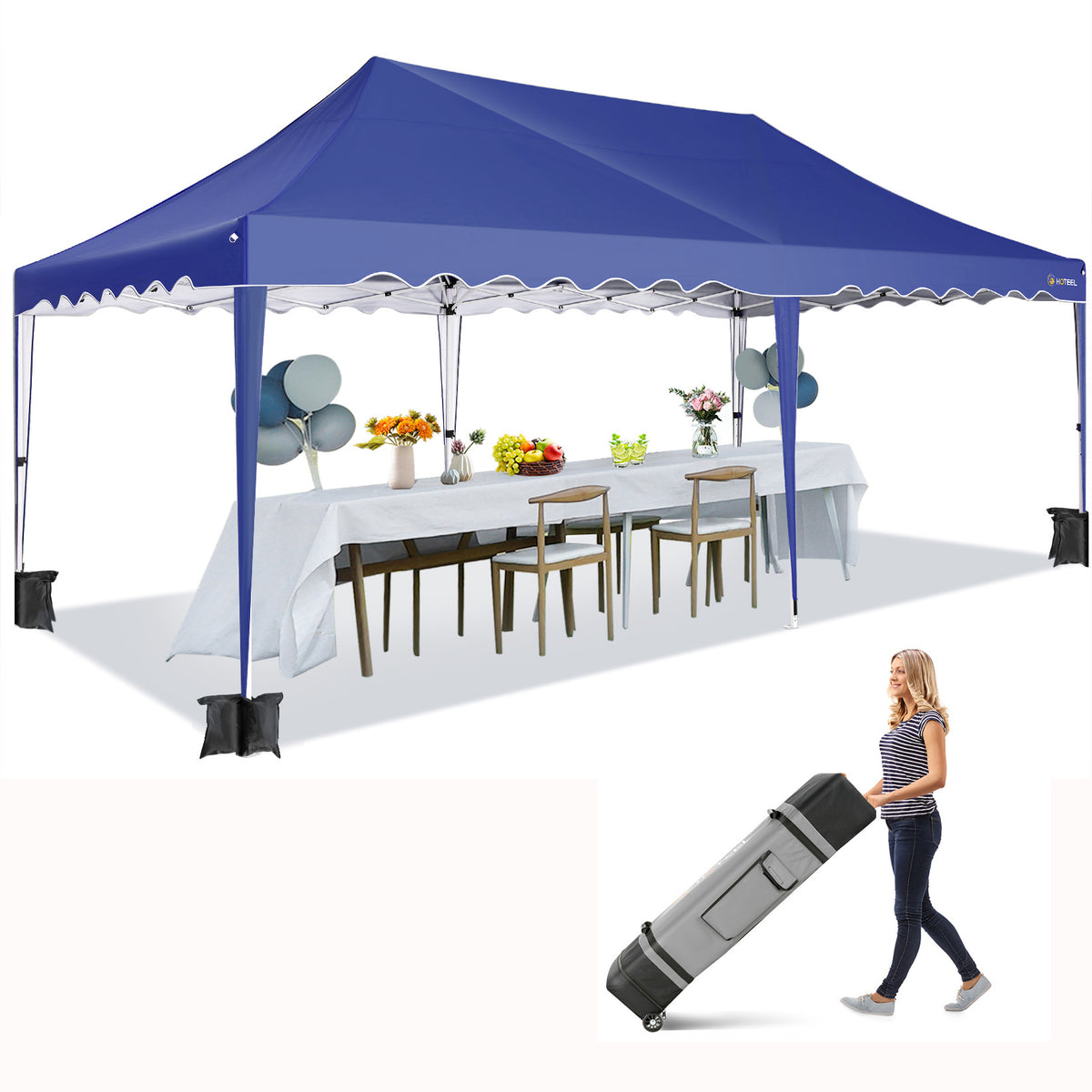 HOTEEL 10'x20' Pop Up Canopy Tent,Outdoor Canopy with Wheeled Bag,for Parties,Wedding,Backyard,Camping