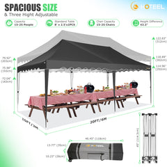 COBIZI 10x20 Pop Up Canopy Tents for Parties, Easy Up Canopy with Sidewalls Waterproof, Event Gazebo Canopy with Wheeled Bag & 4 Sandbags, Outdoor Tent for Patio,Wedding, Backyard, Camping, Black