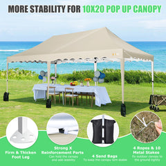 HOTEEL Canopy 10'x20' Pop Up Canopy Tent Heavy Duty Waterproof Adjustable Commercial Instant Canopy Outdoor Party Canopy Parties,Wedding,Outside,Event,Portable Car Canopy