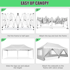 HOTEEL Canopy 10'x20' Pop Up Canopy Tent Heavy Duty Waterproof Adjustable Commercial Instant Canopy Outdoor Party Canopy Parties,Wedding,Outside Patio,Event,Backyard