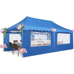 HOTEEL 10x20 Pop up Canopy with 6 Sidewalls, Waterproof Tent for Parties Wedding Event, Commercial Outdoor Wedding Party Tents with Roller Bag, Stakes, Ropes & Sandbags