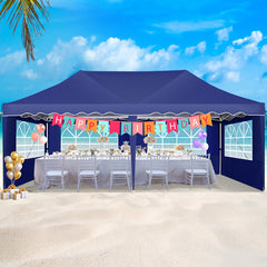 HOTEEL 10x20 Pop up Canopy with 6 Sidewalls, Waterproof Tent for Parties Wedding Event, Commercial Outdoor Wedding Party Tents with Roller Bag, Stakes, Ropes & Sandbags