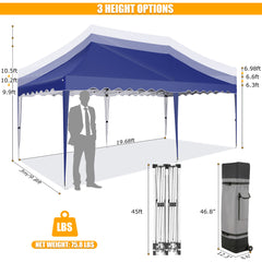 HOTEEL 10x20 Pop up Canopy with 6 Sidewalls, Waterproof Tent for Parties Wedding Event, Commercial Outdoor Wedding Party Tents with Roller Bag, Stakes, Ropes & Sandbags