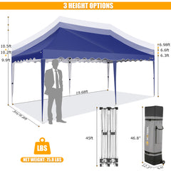 HOTEEL 10x20 Pop up Canopy Tents with Removeble Sidewalls,Outdoor Gazebo with Wheeled Bag & 4 Sandbags,for Patio,Wedding,Backyard,Camping,Parties,Event