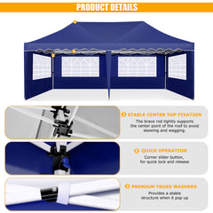 HOTEEL 10x20 Pop up Canopy Tent Commercial Instant Canopy with 6 Sidewalls & Roller Bag, UPF 50+ All Season Portable Tent for Parties Beach Camping Party Event Shelter Sun Shade