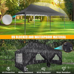 HOTEEL 10x20 Pop up Canopy with 6 Sidewalls, Waterproof Tent for Parties Wedding Event, Commercial Outdoor Wedding Party Tents with Roller Bag, Stakes, Ropes & Sandbags