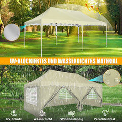 HOTEEL 10x20 Pop up Canopy with 6 Sidewalls, Waterproof Tent for Parties Wedding Event, Commercial Outdoor Wedding Party Tents with Roller Bag, Stakes, Ropes & Sandbags