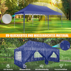 HOTEEL 10x20 Pop up Canopy with 6 Sidewalls, Waterproof Tent for Parties Wedding Event, Commercial Outdoor Wedding Party Tents with Roller Bag, Stakes, Ropes & Sandbags