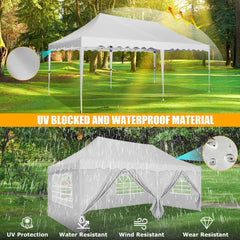 HOTEEL 10x20 Pop up Canopy with 6 Sidewalls, Waterproof Tent for Parties Wedding Event, Commercial Outdoor Wedding Party Tents with Roller Bag, Stakes, Ropes & Sandbags