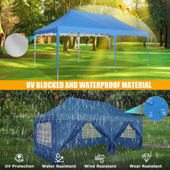 HOTEEL 10x20 Pop up Canopy Tent Commercial Instant Canopy with 6 Sidewalls & Roller Bag, UPF 50+ All Season Portable Tent for Parties Beach Camping Party Event Shelter Sun Shade