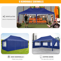 HOTEEL 10x20 Pop up Canopy Tent Commercial Instant Canopy with 6 Sidewalls & Roller Bag, UPF 50+ All Season Portable Tent for Parties Beach Camping Party Event Shelter Sun Shade