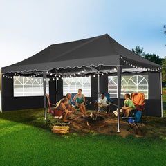 HOTEEL 10x20 Pop up Canopy with 6 Sidewalls, Waterproof Tent for Parties Wedding Event, Commercial Outdoor Wedding Party Tents with Roller Bag, Stakes, Ropes & Sandbags