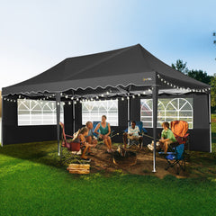 HOTEEL Canopy Tent 10X20 Pop Up Canopy,Outdoor Canopy with Wheeled Bag & Curled Edge,Ez Up Tents for Parties,Wedding,Backyard,Camping
