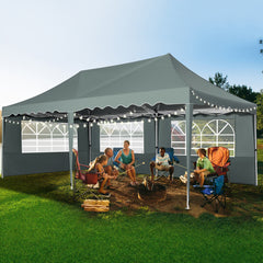 HOTEEL 10x20 Pop up Canopy with 6 Sidewalls, Waterproof Tent for Parties Wedding Event, Commercial Outdoor Wedding Party Tents with Roller Bag, Stakes, Ropes & Sandbags